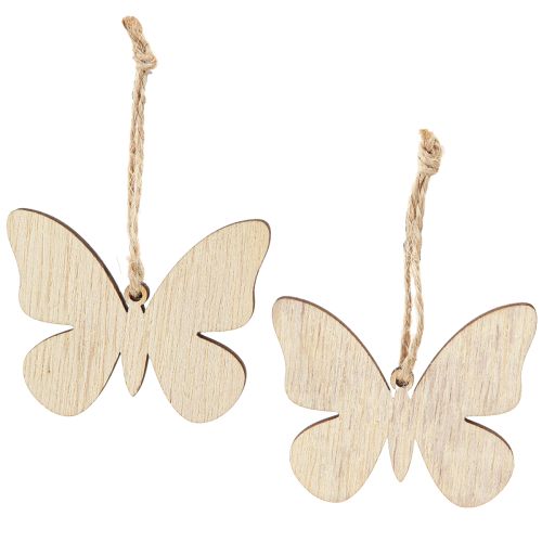 Product Decorative Hanging Butterfly Decoration Wood Natural Green 5×6cm 12 pcs