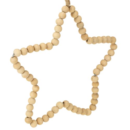 Product Decoration Christmas wooden beads heart star tree H16cm 3 pcs