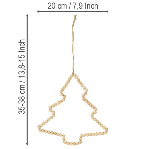 Product Deco hanger Christmas wooden beads heart star tree H20cm 3pcs