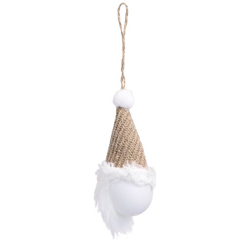 Product Decorative hanging Christmas gnome white brown H11cm 3 pcs
