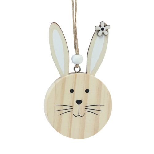 Product Decorative hanger wooden rabbit head natural white gold 10.5cm 8 pcs