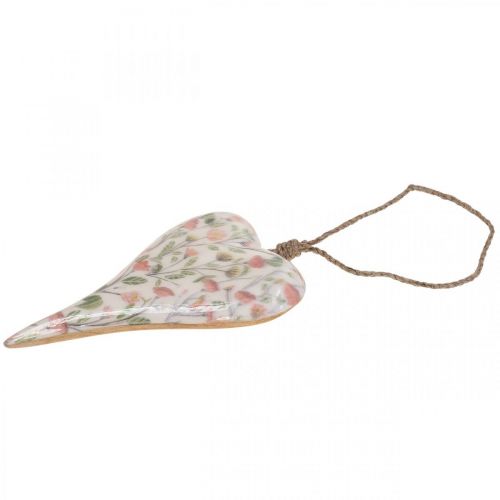 Floristik24 Deco hanger wooden heart deco hanger motif flowers 12x2.5x20xcm