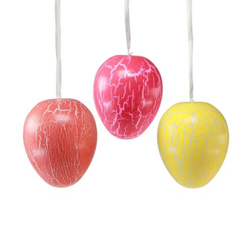 Product Decorative hanger Easter eggs yellow/pink/red craquelure Ø15cm 3pcs