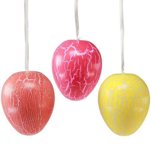 Product Decorative hanger Easter eggs yellow/pink/red craquelure Ø20cm 3pcs