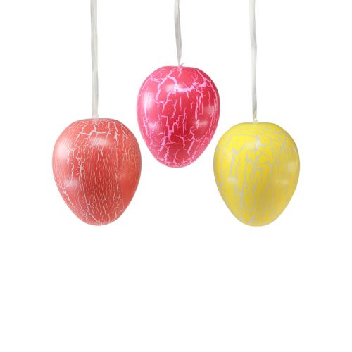 Decorative Easter Eggs Yellow/Pink/Red Crackle Ø8.5cm 3 pcs