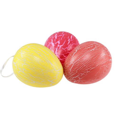 Product Decorative Easter Eggs Yellow/Pink/Red Crackle Ø8.5cm 3 pcs