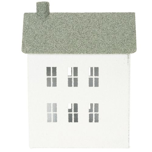 Decorative metal house-shaped house with windows and chimney, 22cm | Floristik24.ie