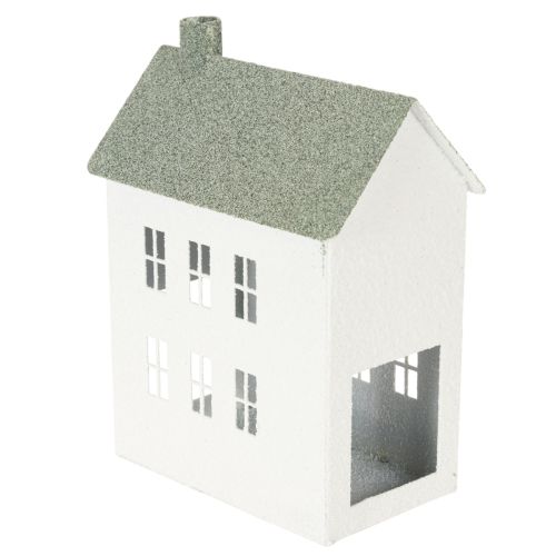 Decorative metal house-shaped house with windows and chimney, 22cm | Floristik24.ie
