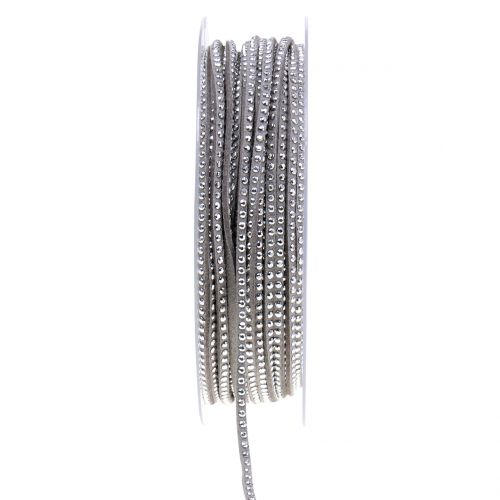 Decorative cord leather cord gray with rivets 3mm 15m