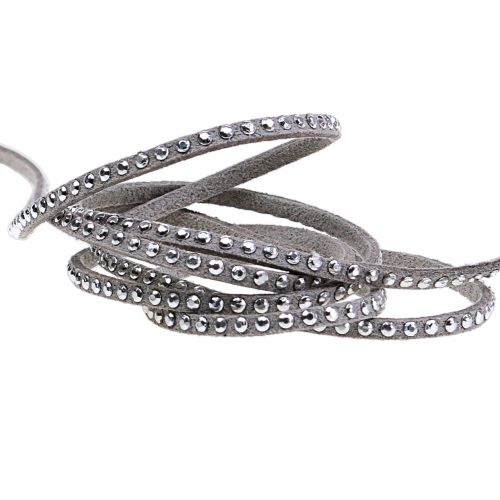 Floristik24 Decorative cord leather cord gray with rivets 3mm 15m