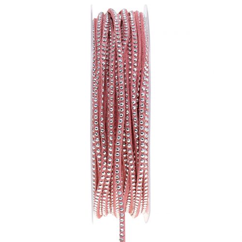 Decorative cord leather cord pink with rivets 3mm 15m