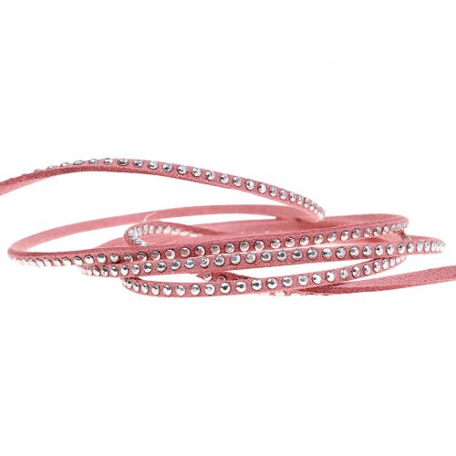 Product Decorative cord leather cord pink with rivets 3mm 15m