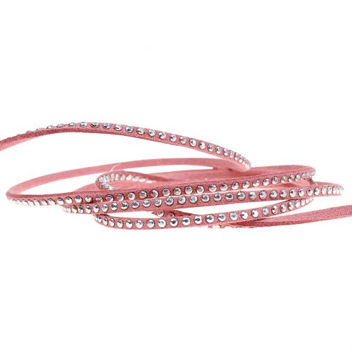 Floristik24 Decorative cord leather cord pink with rivets 3mm 15m