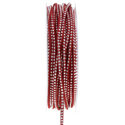 Product Decorative cord leather cord red with rivets 3mm 15m