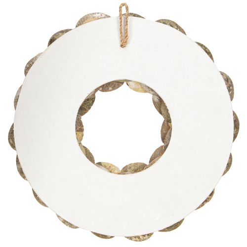 Floristik24 Decorative wreath wood abalone snails white natural H30cm