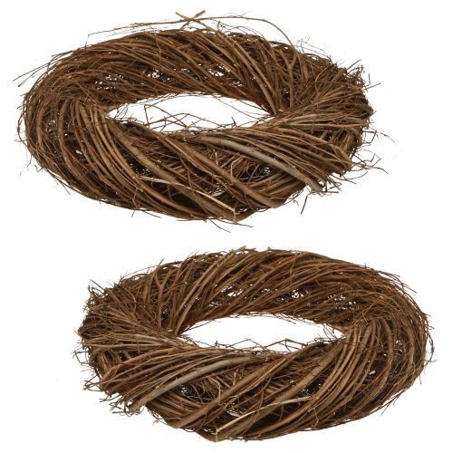 Product Decorative wreath natural elm branches Ø32cm–35cm H6.5cm 2pcs