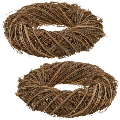 Floristik24 Decorative wreath made of elm branches in natural Ø28–30cm H6.5cm 2pcs