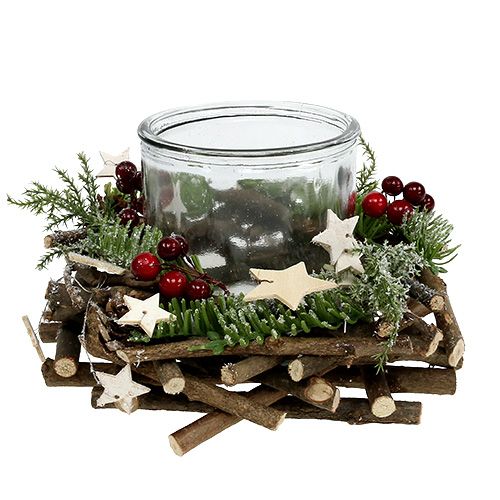 Floristik24 Decorative wreath with candle glass Ø20cm