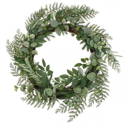 Decorative wreath artificial wreath eucalyptus fir olive Ø45cm