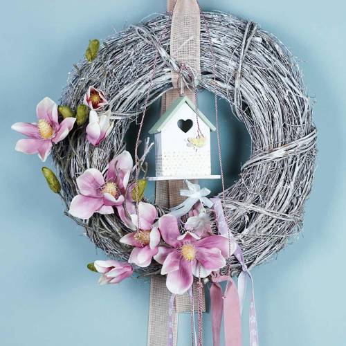 Floristik24 Decorative wreath willow Ø25cm, washed white