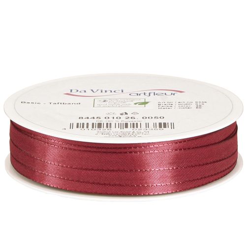 Product Decorative ribbon narrow taffeta ribbon Bordeaux 10mm 50m