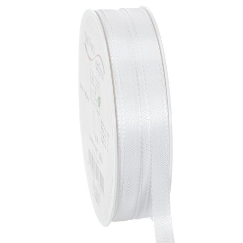 Floristik24 Decorative taffeta ribbon, white, 10mm wide, 50m long