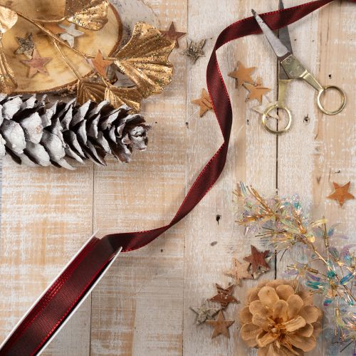 Gift ribbon, festive taffeta ribbon for crafting, 15mm wide, 50m long | Floristik24.ie