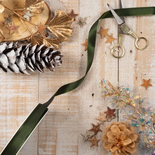 Gift ribbon with woven edge, taffeta ribbon for crafting, 15mm wide, 50m long | Floristik24.ie