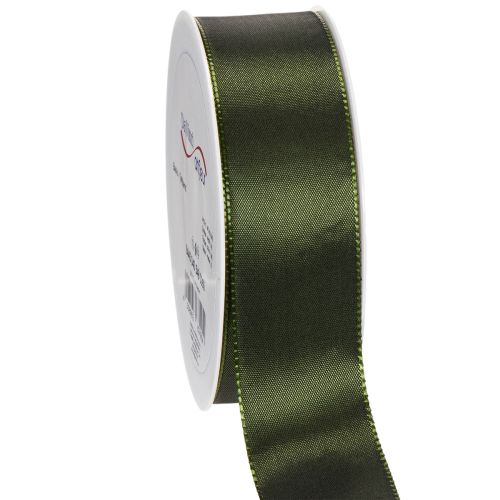 Satin ribbon for gift wrapping, taffeta ribbon, green, 40mm wide, 5m long