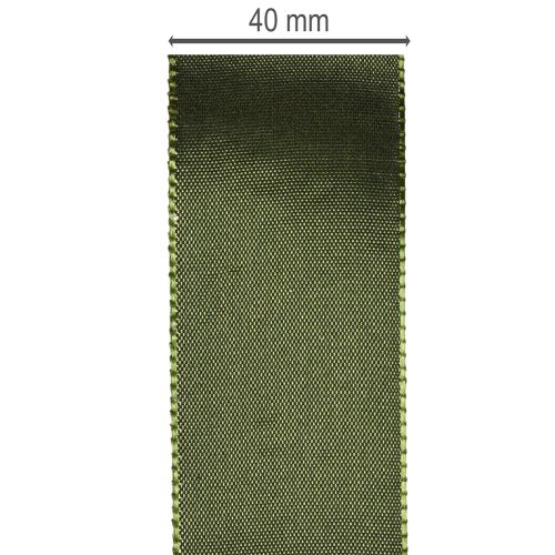 Satin ribbon for gift wrapping, taffeta ribbon, green, 40mm wide, 5m long | Floristik24.ie
