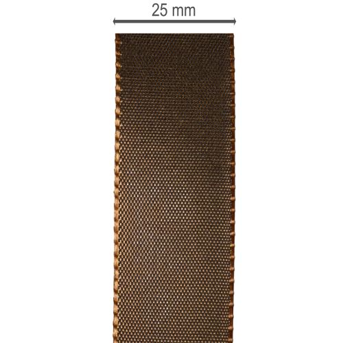 Brown taffeta ribbon on a roll, versatile for decoration, 25mm wide, 50m long | Floristik24.ie