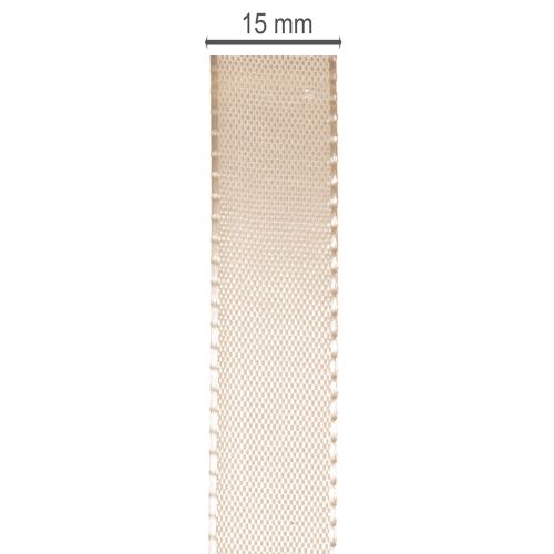 Decorative ribbon satin ribbon taffeta ribbon beige 15mm 50m | Floristik24.ie