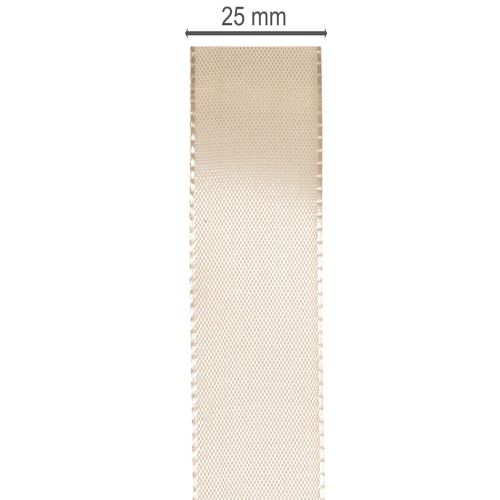 Decorative ribbon satin beige taffeta ribbon 25mm 50m | Floristik24.ie