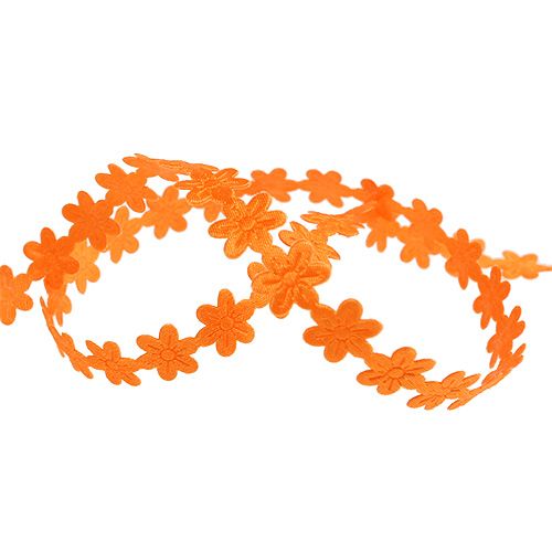 Floristik24 Decorative ribbon with flower 1cm orange 20m