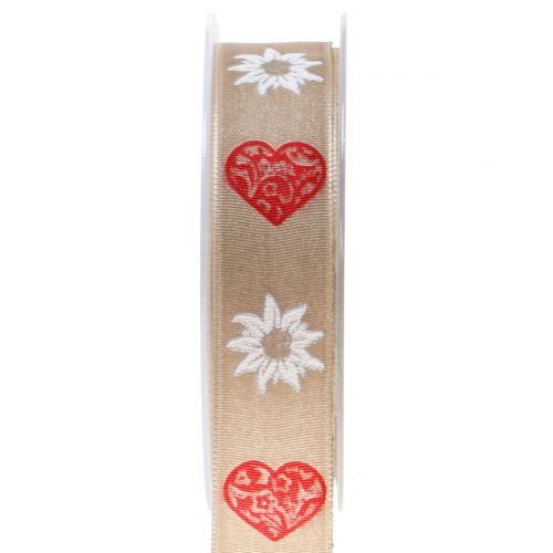 Floristik24 Decorative ribbon with edelweiss nature 25mm 20m