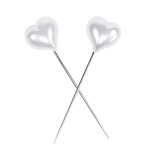 Decorative heart pin white 1.5cm 36pcs
