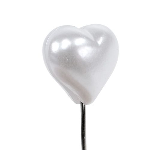 Floristik24 Decorative heart pin white 1.5cm 36pcs