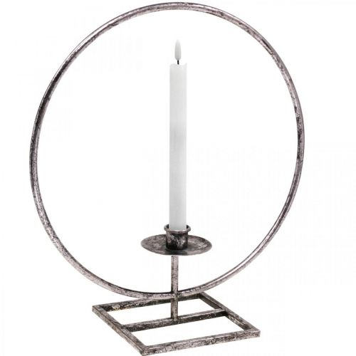 Product Decor ring metal candle holder silver shabby chic Ø32cm