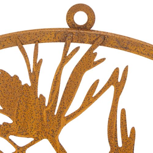 Decorative metal ring, weathered steel wall decoration, pine branch Ø38cm | Floristik24.ie