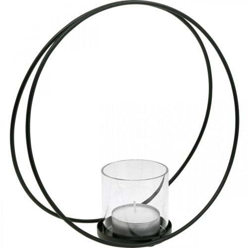 Floristik24 Decorative ring lantern metal candle holder black Ø28.5cm