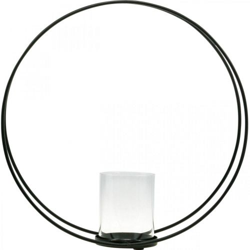 Product Decorative ring lantern metal candle holder black Ø35cm