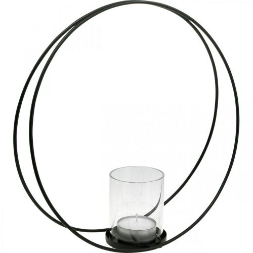 Product Decorative ring lantern metal candle holder black Ø35cm
