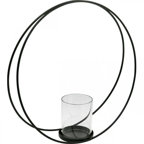 Decorative ring lantern metal candle holder black Ø35cm
