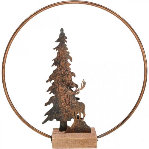 Floristik24 Decorating Christmas fir deer metal wood base Ø38cm