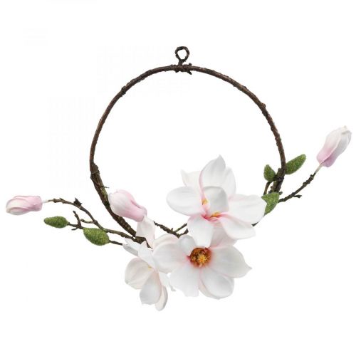 Floristik24 Decorative ring artificial magnolia spring decoration for hanging Ø24cm