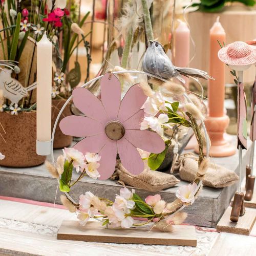 Floristik24 Decorative ring with stand white candle holder metal table decoration Ø23cm