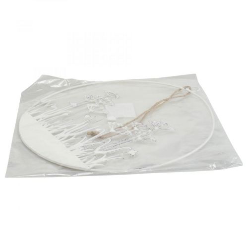 Floristik24 Decorative ring white metal decorative flower meadow spring decoration Ø22cm