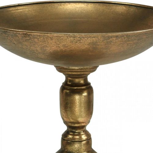 Decorative bowl on foot Decorative plate gold antique look Ø28cm H26cm