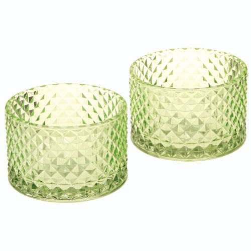 Product Decorative bowl glass tealight holder green retro Ø10.5cm 2pcs