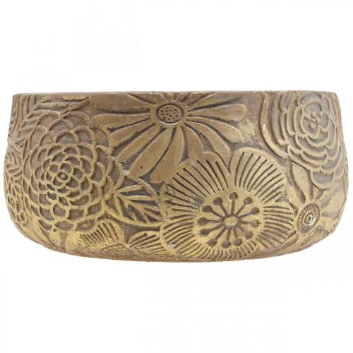 Product Decorative bowl ceramic gold flowers brown Ø23.5cm H11.5cm